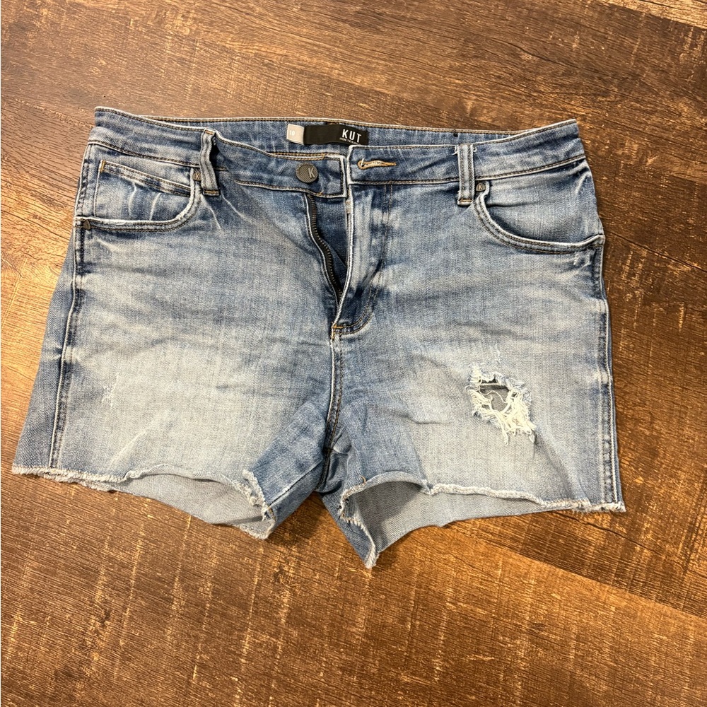 Kut from the Kloth Light Wash Distressed Denim Cutoff Shorts